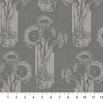 Grey Sunflowers Indelible By Anna Maria For Northcott Cotton 44"/45" Fabric Per Yard 5 Grey Sunflowers Indelible By Anna Maria For Northcott Cotton 44"/45" Fabric Per Yard - Image 3