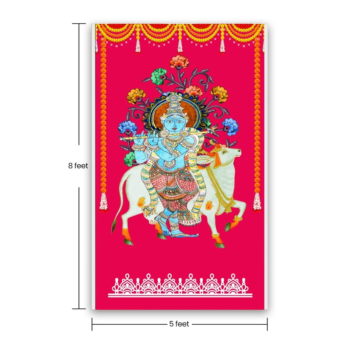 Krishna With Cow Backdrop Indian Traditional Rani Cloth 5x8 Feet Backdrop Pooja Wall Decor Indian Wall Art Photo Decor Banner Indian Wedding Favor Decorative Cloth 18 Krishna With Cow Backdrop Indian Traditional Rani Cloth 5x8 Feet Backdrop Pooja Wall Decor Indian Wall Art Photo Decor Banner Indian Wedding Favor Decorative Cloth - Image 16