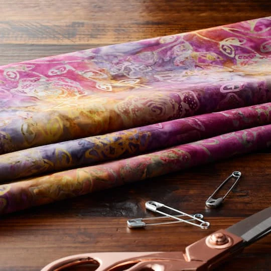 Feldman Batik Raspberry Lavender Tonal Stamp Rose Cotton Fabric 5 Feldman Batik Raspberry Lavender Tonal Stamp Rose Cotton Fabric - Image 3