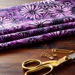 Feldman Batik Plum Tonal Stamp Daisy Cotton Fabric -Michaels Fabric Sale 10607644 20