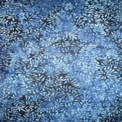 Feldman Batik Navy Royal Stamp Clover Petal Cotton Fabric