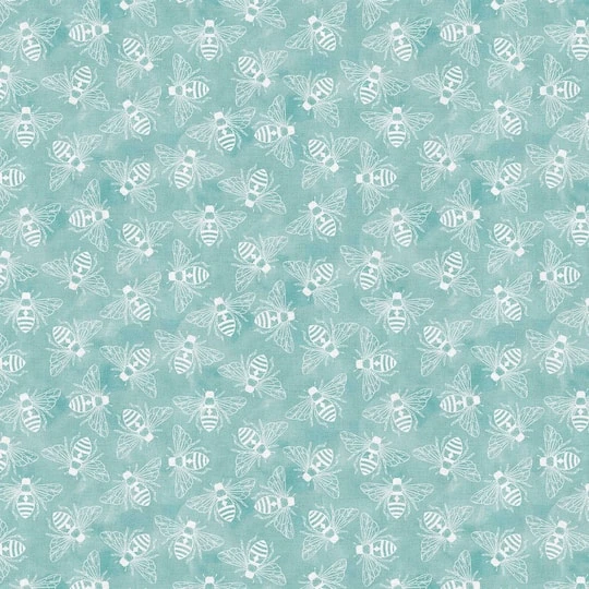 Fabric Editions Turquoise Buzzing Bees Cotton Fabric 4 Fabric Editions Turquoise Buzzing Bees Cotton Fabric - Image 2