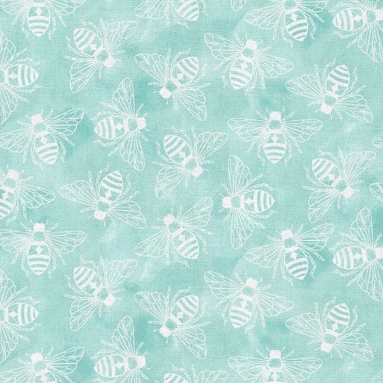 Fabric Editions Turquoise Buzzing Bees Cotton Fabric 6 Fabric Editions Turquoise Buzzing Bees Cotton Fabric - Image 4