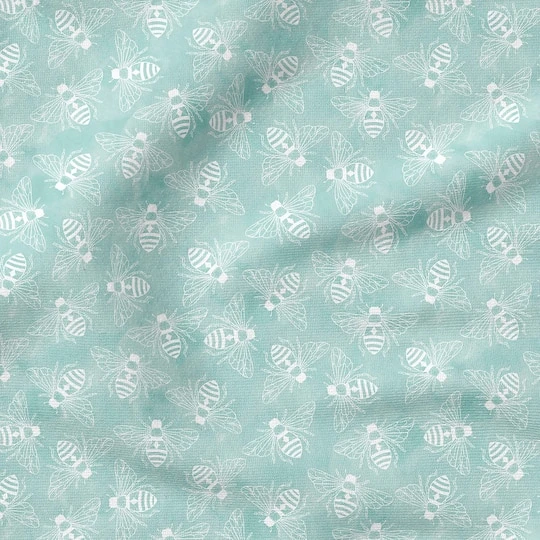 Fabric Editions Turquoise Buzzing Bees Cotton Fabric 7 Fabric Editions Turquoise Buzzing Bees Cotton Fabric - Image 5
