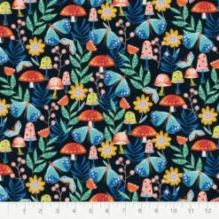 Fabric Editions Navy Mushroom Garden Cotton Fabric -Michaels Fabric Sale 10735229 2