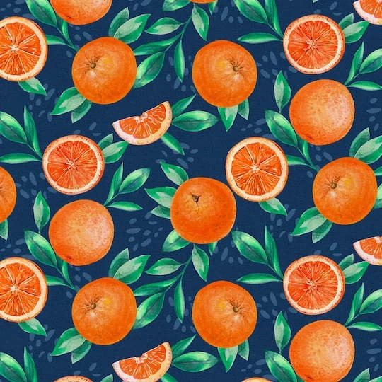 Fabric Editions Navy Orange Grove Cotton Fabric 3 Fabric Editions Navy Orange Grove Cotton Fabric