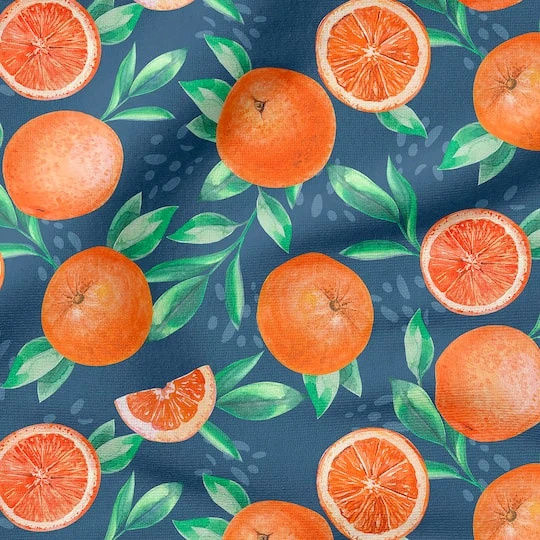 Fabric Editions Navy Orange Grove Cotton Fabric 7 Fabric Editions Navy Orange Grove Cotton Fabric - Image 5