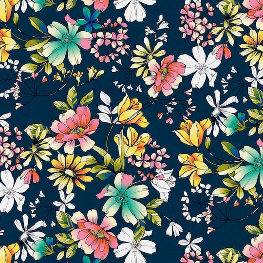 Fabric Editions Navy Belle Garden Cotton Fabric 4 Fabric Editions Navy Belle Garden Cotton Fabric - Image 2
