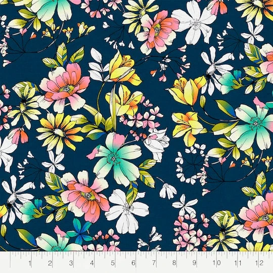 Fabric Editions Navy Belle Garden Cotton Fabric 5 Fabric Editions Navy Belle Garden Cotton Fabric - Image 3