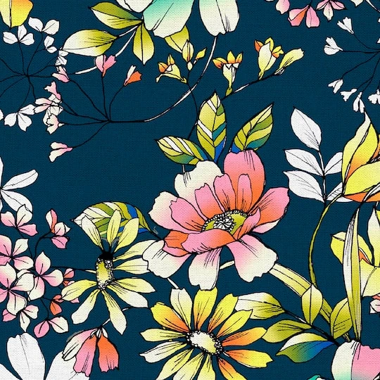 Fabric Editions Navy Belle Garden Cotton Fabric 6 Fabric Editions Navy Belle Garden Cotton Fabric - Image 4