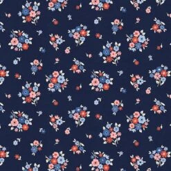 Fabric Editions Navy Carolina Bouquet Cotton Fabric