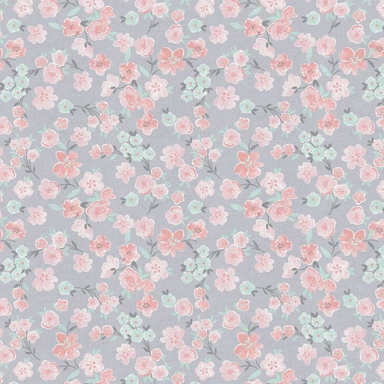 Fabric Editions Gray Floral Blooms Cotton Fabric 4 Fabric Editions Gray Floral Blooms Cotton Fabric - Image 2