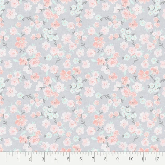 Fabric Editions Gray Floral Blooms Cotton Fabric 5 Fabric Editions Gray Floral Blooms Cotton Fabric - Image 3