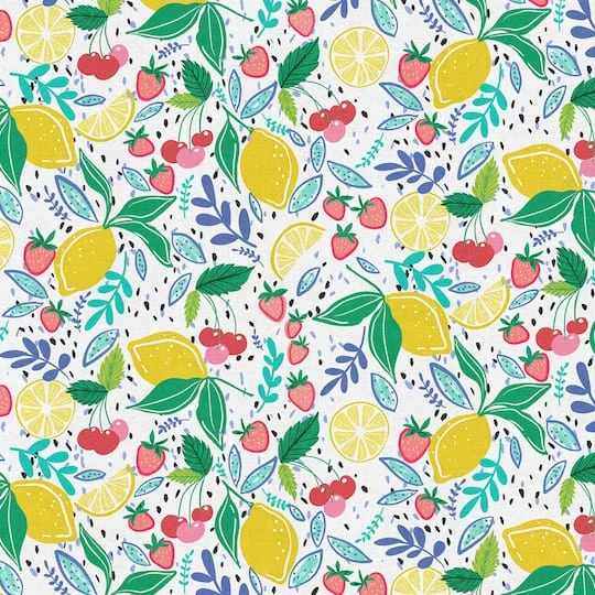Fabric Editions White Mixed Fruits Cotton Fabric 4 Fabric Editions White Mixed Fruits Cotton Fabric - Image 2