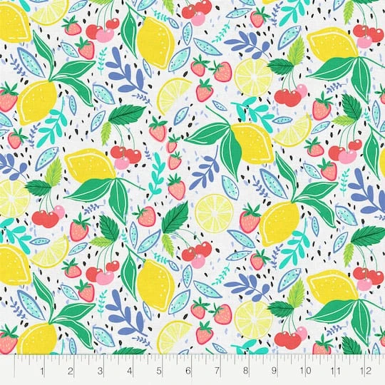 Fabric Editions White Mixed Fruits Cotton Fabric 5 Fabric Editions White Mixed Fruits Cotton Fabric - Image 3