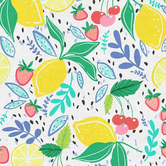 Fabric Editions White Mixed Fruits Cotton Fabric 6 Fabric Editions White Mixed Fruits Cotton Fabric - Image 4