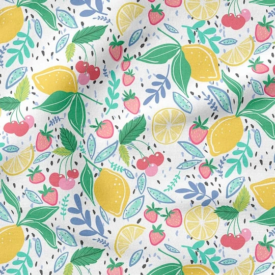 Fabric Editions White Mixed Fruits Cotton Fabric 7 Fabric Editions White Mixed Fruits Cotton Fabric - Image 5