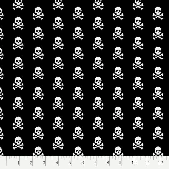 Fabric Editions Black Skulls Cotton Fabric 5 Fabric Editions Black Skulls Cotton Fabric - Image 3