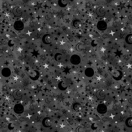 Fabric Editions Gray Starry Night Cotton Fabric 4 Fabric Editions Gray Starry Night Cotton Fabric - Image 2