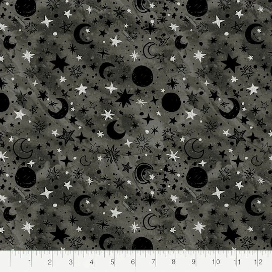 Fabric Editions Gray Starry Night Cotton Fabric 5 Fabric Editions Gray Starry Night Cotton Fabric - Image 3