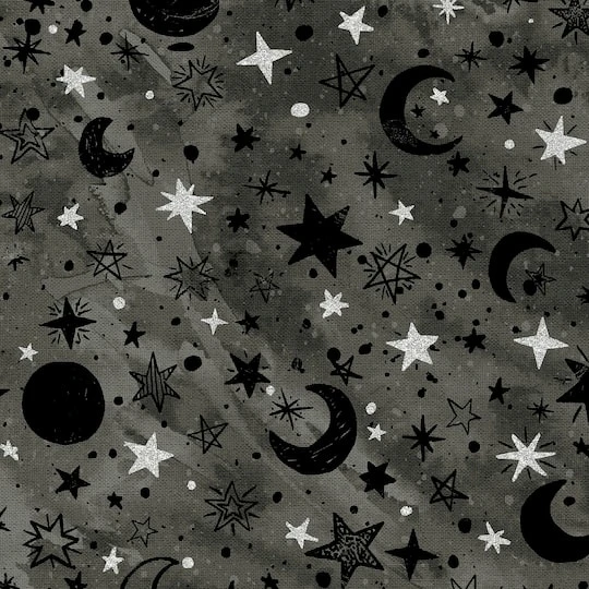 Fabric Editions Gray Starry Night Cotton Fabric 6 Fabric Editions Gray Starry Night Cotton Fabric - Image 4