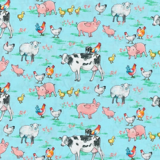 Fabric Traditions Light Blue Animals Cotton Fabric 3 Fabric Traditions Light Blue Animals Cotton Fabric