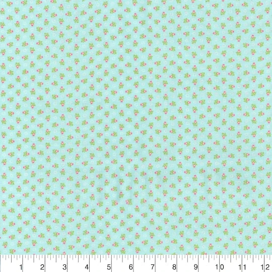 Fabric Traditions Light Blue Vintage Ditsy Rose Cotton Fabric 5 Fabric Traditions Light Blue Vintage Ditsy Rose Cotton Fabric - Image 3