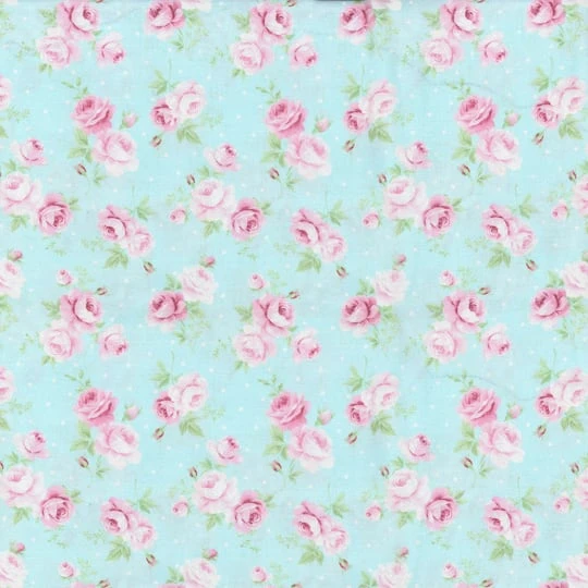 Fabric Traditions Light Blue Roses With Dots Cotton Fabric 3 Fabric Traditions Light Blue Roses With Dots Cotton Fabric