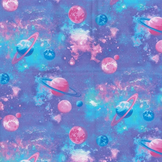 Fabric Traditions Pastel Planets Glitter Cotton Fabric 4 Fabric Traditions Pastel Planets Glitter Cotton Fabric - Image 2