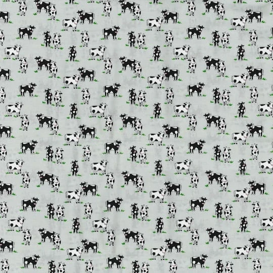 Fabric Traditions Cows On Gray Cotton Fabric 4 Fabric Traditions Cows On Gray Cotton Fabric - Image 2
