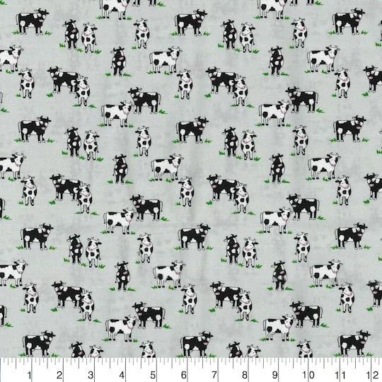 Fabric Traditions Cows On Gray Cotton Fabric 5 Fabric Traditions Cows On Gray Cotton Fabric - Image 3