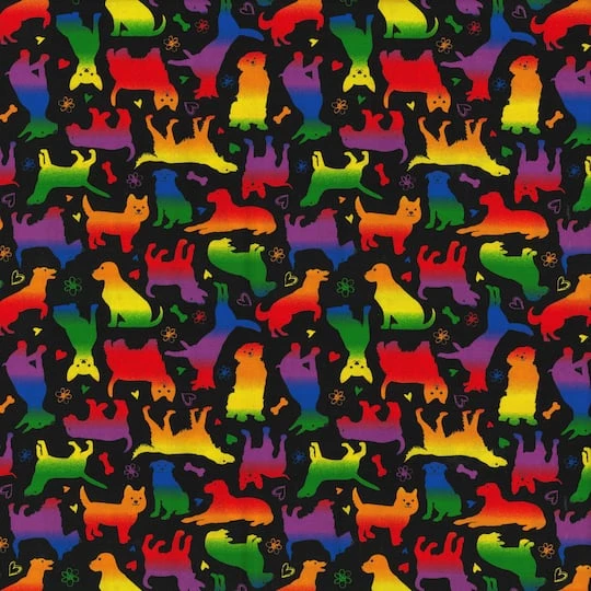 Fabric Traditions Rainbow Dogs Cotton Fabric 4 Fabric Traditions Rainbow Dogs Cotton Fabric - Image 2