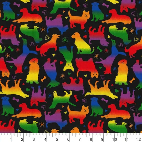 Fabric Traditions Rainbow Dogs Cotton Fabric 5 Fabric Traditions Rainbow Dogs Cotton Fabric - Image 3