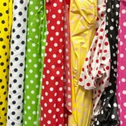 1 Yard Poly Cotton Fabric 1" Polka Dot Print, 58" Wide Durable Material For Apparel & Crafts Red/Black