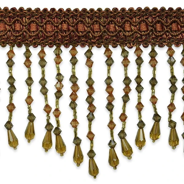 5 Yards Of Kirsten Scalloped Bead Fringe Trim | 5 Yard Cut Brown Multi 4 5 Yards Of Kirsten Scalloped Bead Fringe Trim | 5 Yard Cut Brown Multi - Image 2