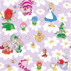 Disney's Alice And Friends Among Daisies Lilac Cotton Fabric By The Yard -Michaels Fabric Sale 120448101171312 2