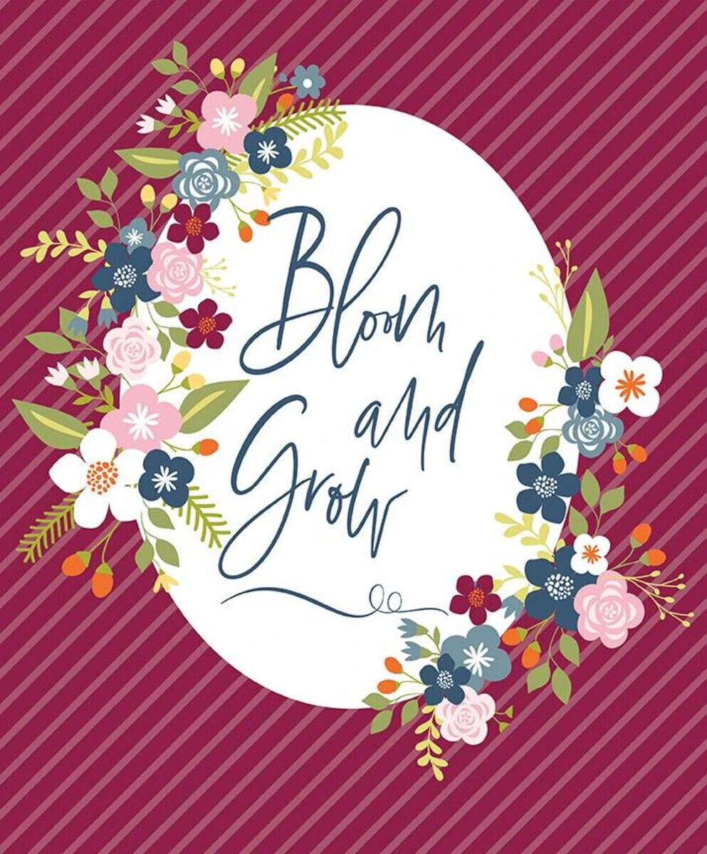 Bloom And Grow Panel 35x43 Inch Floral Burgundy Cotton Fabric By Riley Blake 4 Bloom And Grow Panel 35x43 Inch Floral Burgundy Cotton Fabric By Riley Blake - Image 2