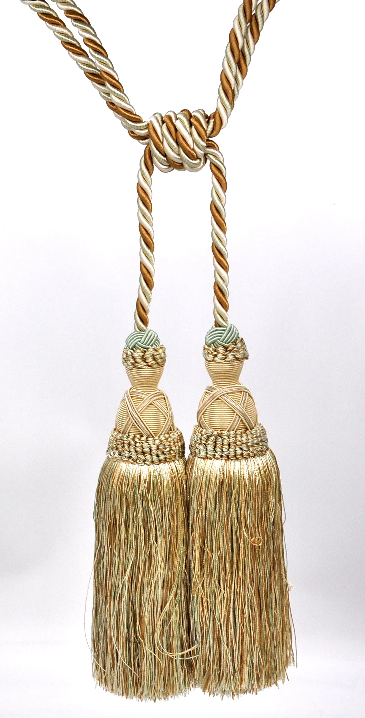 Belagio Tieback Tassel, 2 Tassels- 10” Long With 15” Cord , Milante Collection, Sable/Turquoise 4 Belagio Tieback Tassel, 2 Tassels- 10” Long With 15” Cord , Milante Collection, Sable/Turquoise - Image 2