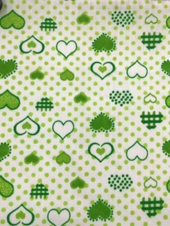 1 Yard Green Heart Print Poly Cotton Fabric 59/60 Inch Width