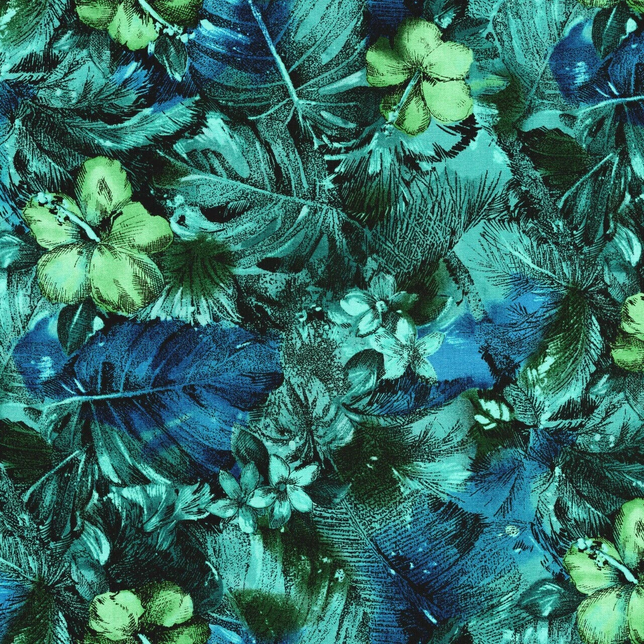 Casablanca Floral Teal Cotton Fabric By RJR BTY 4 Casablanca Floral Teal Cotton Fabric By RJR BTY - Image 2