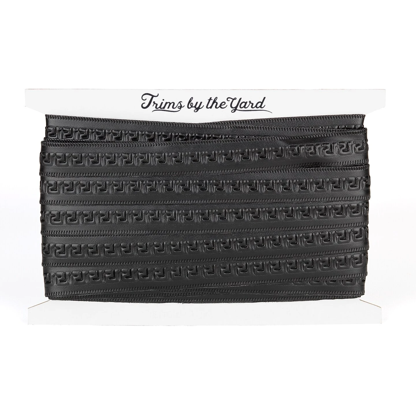 5 Yards Of Cassandra Greek Key Embossed Vegan Leather Tape Trim | 5 Yard Cut Black 5 5 Yards Of Cassandra Greek Key Embossed Vegan Leather Tape Trim | 5 Yard Cut Black - Image 3