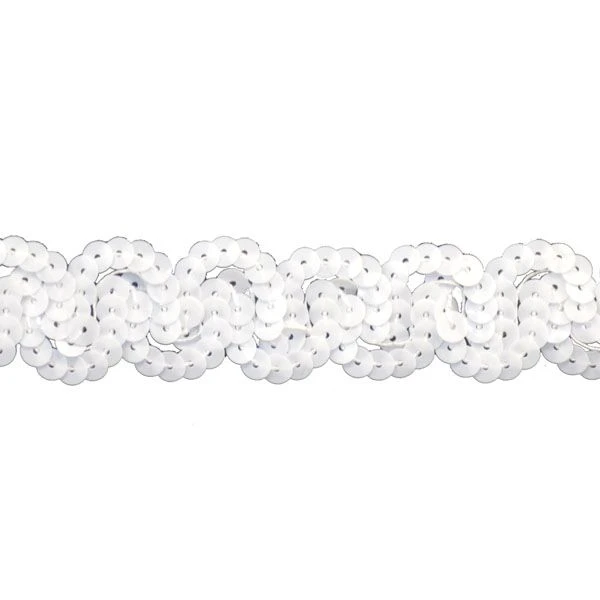 Belagio Sequin Trim, 1" Wide, Serpentine Design, 10-Yard Bolt, White 5 Belagio Sequin Trim, 1" Wide, Serpentine Design, 10-Yard Bolt, White - Image 3