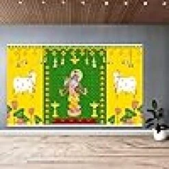 Krishna With Cow Backdrop Indian Traditional Cloth 5x8 Feet Backdrop Pooja Wall Decor Indian Wall Art Photo Decor Banner Indian Janmashtami Decor Decorative Pooja Cloth -Michaels Fabric Sale 153495978768048 1