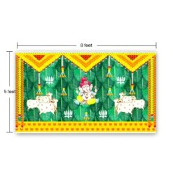 Ganesh And Cow Backdrop 5x8 Feet Indian Traditional Cloth Backdrop Pooja Wall Decor Indian Wall Art Photo Decor Banner Indian Ganesh Pooja Decor Decorative Pooja Cloth -Michaels Fabric Sale 153496721159856