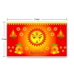 Happy Navratri Banner Indian Traditional Cloth 5x8 Feet Backdrop Indian Navratri Decor Pooja Wall Decor Indian Wall Art Photo Decor Banner Decorative Pooja Cloth Navratri Celebration -Michaels Fabric Sale 153497011222192 2