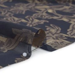 1 Yard Navy Blue Gold Burnout Brocade Fabric Classical Floral Vines 56 Inch Width -Michaels Fabric Sale 155407343536 1