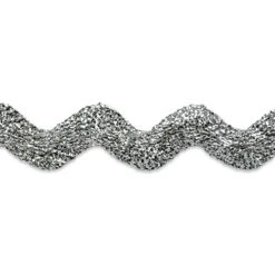 10 Yards Of 1" Metallic Large Ric Rac Trim | 10 Yard Cut Metallic Silver