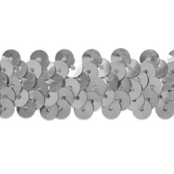 20 Yards Of 2 Row 7/8" Metallic Stretch Sequin Trim | 20 Yard Cut Silver -Michaels Fabric Sale 177350112741008 1