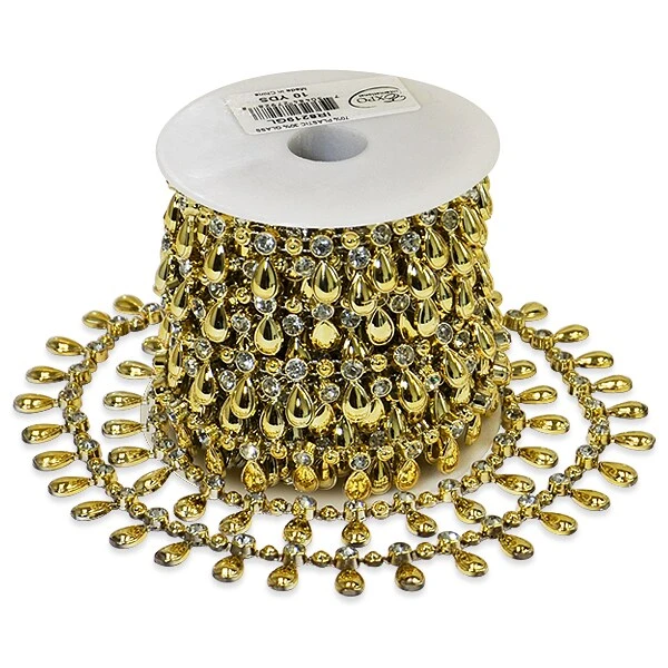 5 Yards Of Nina 3/4" Teardrop Rhinestone Trim | 5 Yard Cut Gold 5 5 Yards Of Nina 3/4" Teardrop Rhinestone Trim | 5 Yard Cut Gold - Image 3