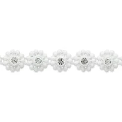 3/8" Rhinestone Flower Trim | 5 Yard Cut White